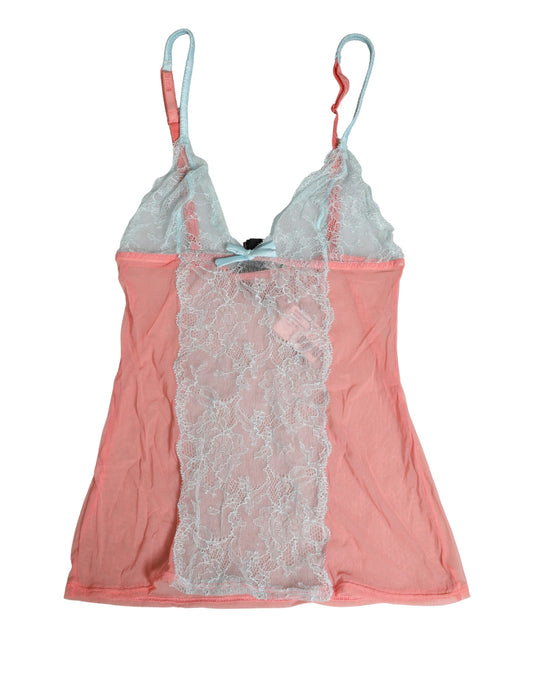 Roberto Cavalli Multicolor Sheer Lace Chemise Top for Women