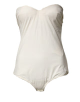 Elisabetta Franchi Off White Strapless One Piece Swimsuit