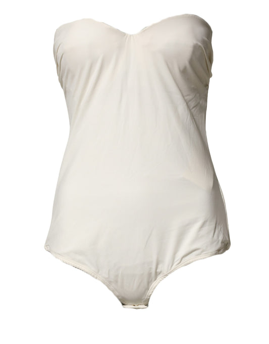 Elisabetta Franchi Off White Strapless One Piece Swimsuit