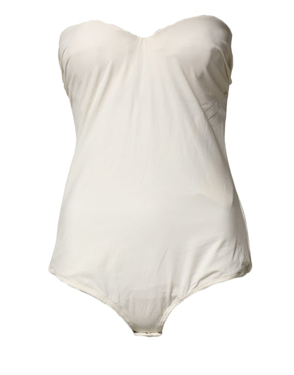 Elisabetta Franchi Off White Strapless One Piece Swimsuit Swimwear