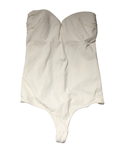 Elisabetta Franchi Off White Strapless One Piece Swimsuit Swimwear