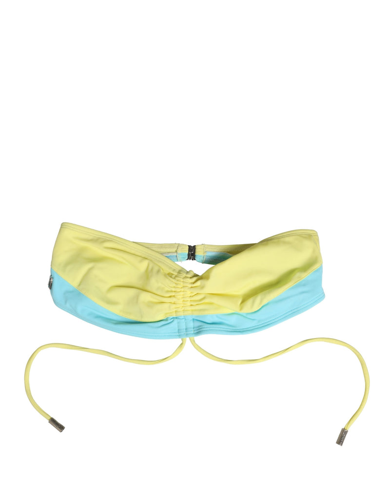 Pyrex Yellow Blue Bandeau Top Bikini Bottom 2 Piece Swimwear