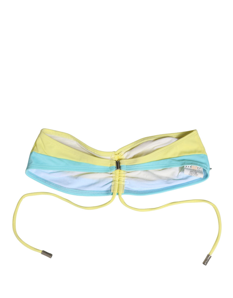 Pyrex Yellow Blue Bandeau Top Bikini Bottom 2 Piece Swimwear