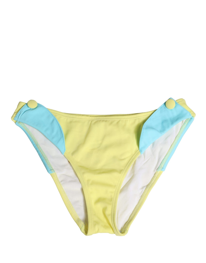Pyrex Yellow Blue Bandeau Top Bikini Bottom 2 Piece Swimwear