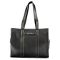 Mario Valentino Black Polyurethane Women's Bag with Shoulder Straps and Pockets