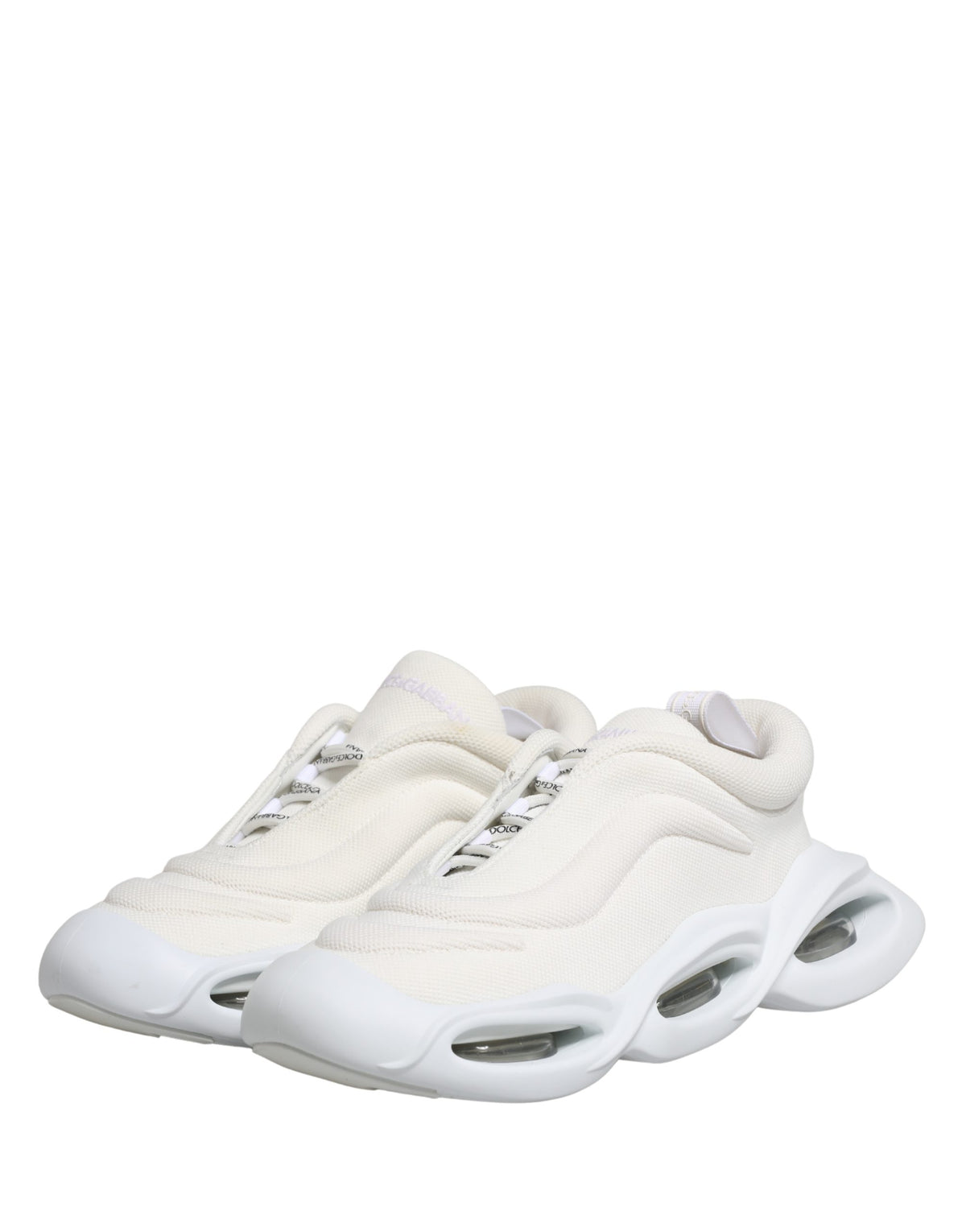 Dolce & Gabbana White Slip-On Wave Low Top Sneakers