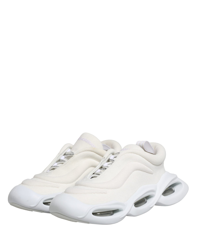 Dolce & Gabbana White Slip-On Wave Low Top Sneakers