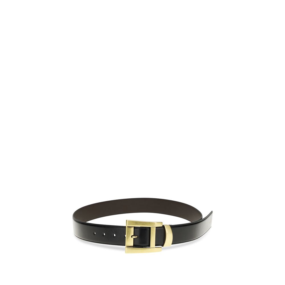 Ceinture Classique en Cuir de Veau Noir Versace