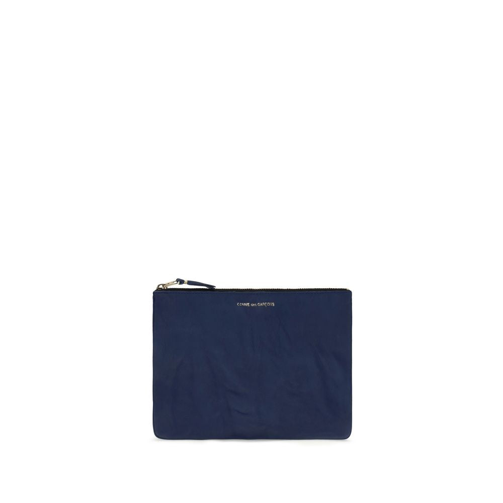 Portefeuille Comme des Garçons en cuir de veau bleu