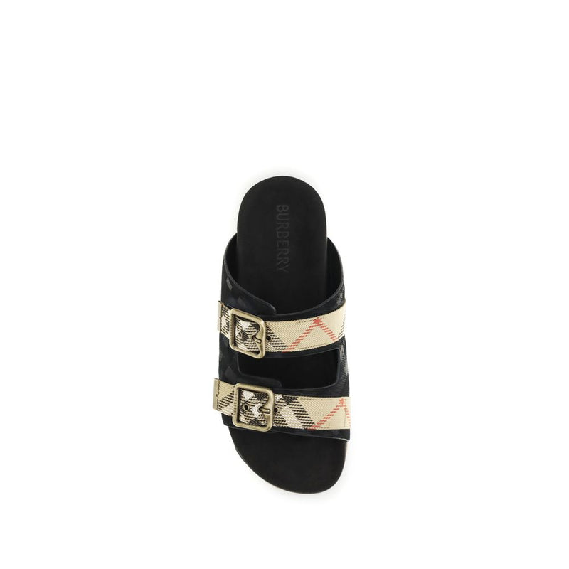 Burberry Black Calf Leather Bos Taurus Strap-On Sandals