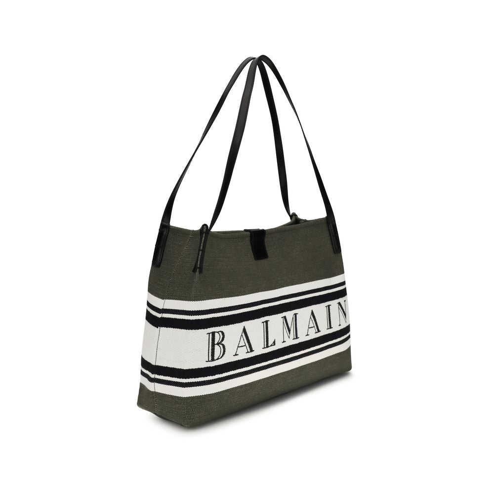 Balmain Black Cotton Release Tote Handbag