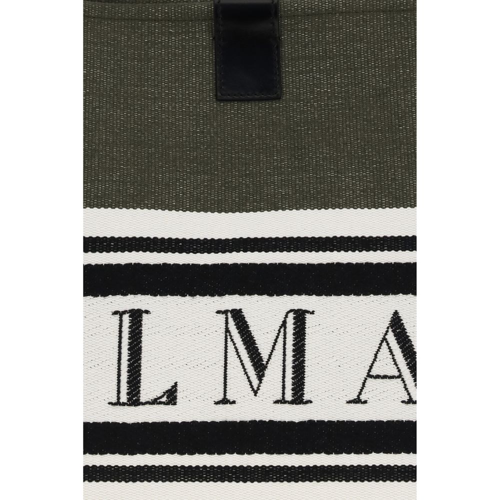 Balmain Black Cotton Release Tote Handbag