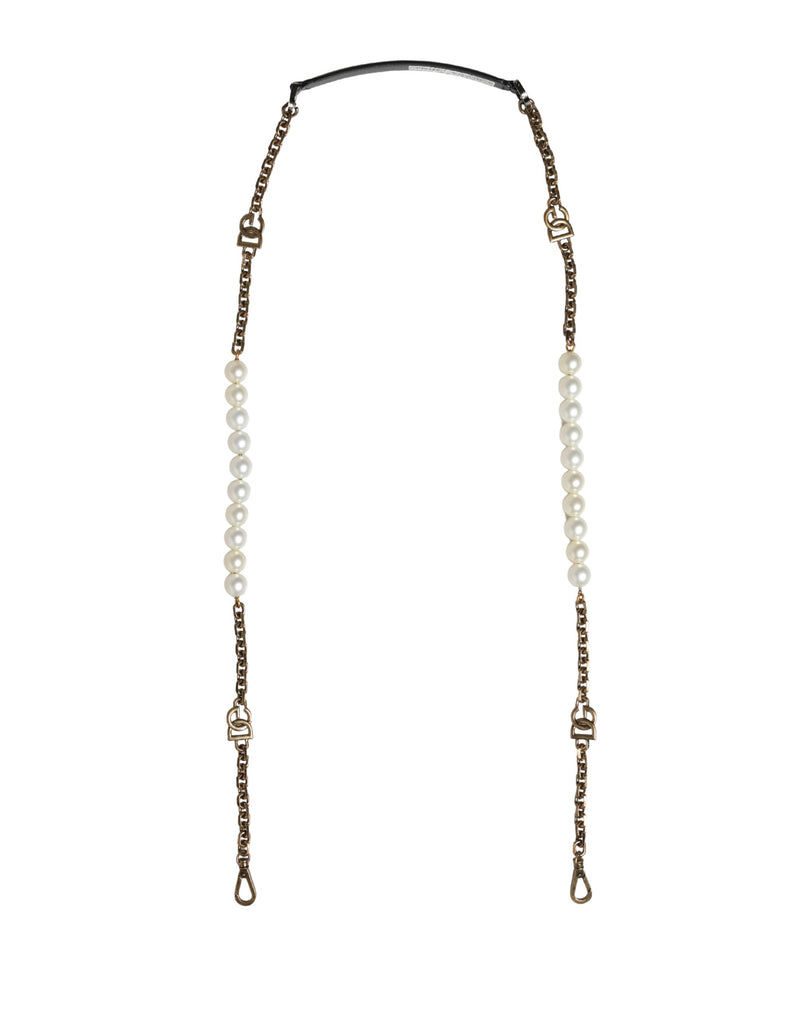 Dolce & Gabbana Black Leather Gold Chain Bag Accessory Shoulder Strap