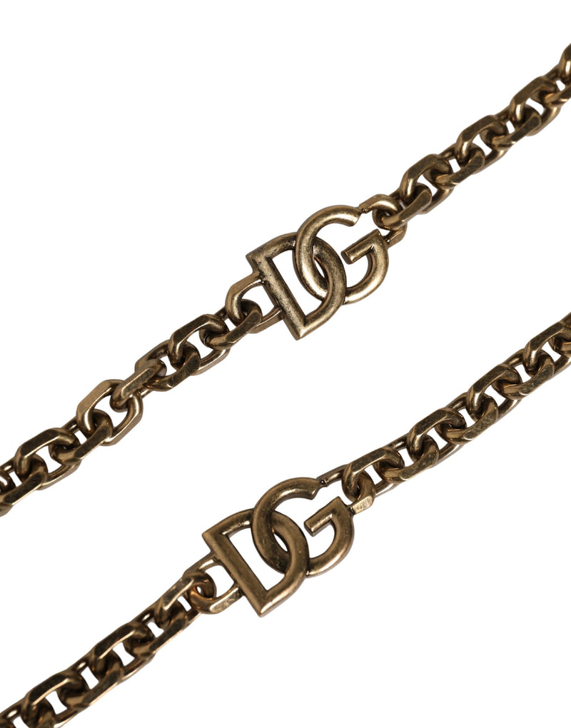 Dolce & Gabbana Black Leather Gold Chain Bag Accessory Shoulder Strap