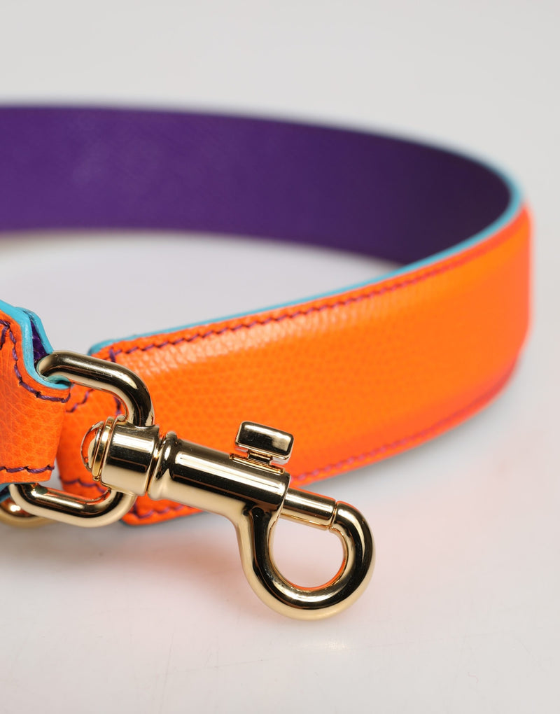 Dolce & Gabbana Orange Purple Calf Leather Shoulder Strap
