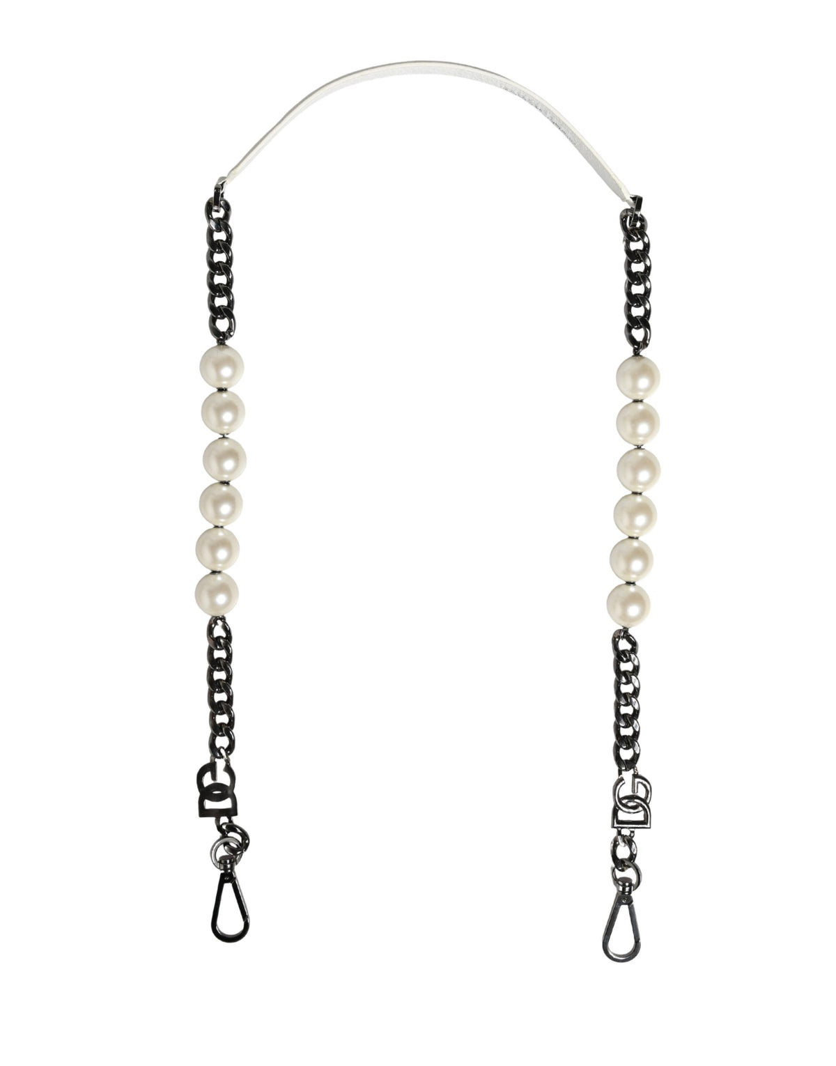 Dolce & Gabbana White Leather Silver Chain Shoulder Strap