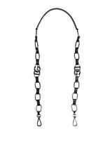 Dolce & Gabbana Black Leather Silver Chain Shoulder Strap