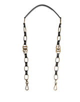 Dolce & Gabbana Black Leather Gold Chain Shoulder Strap