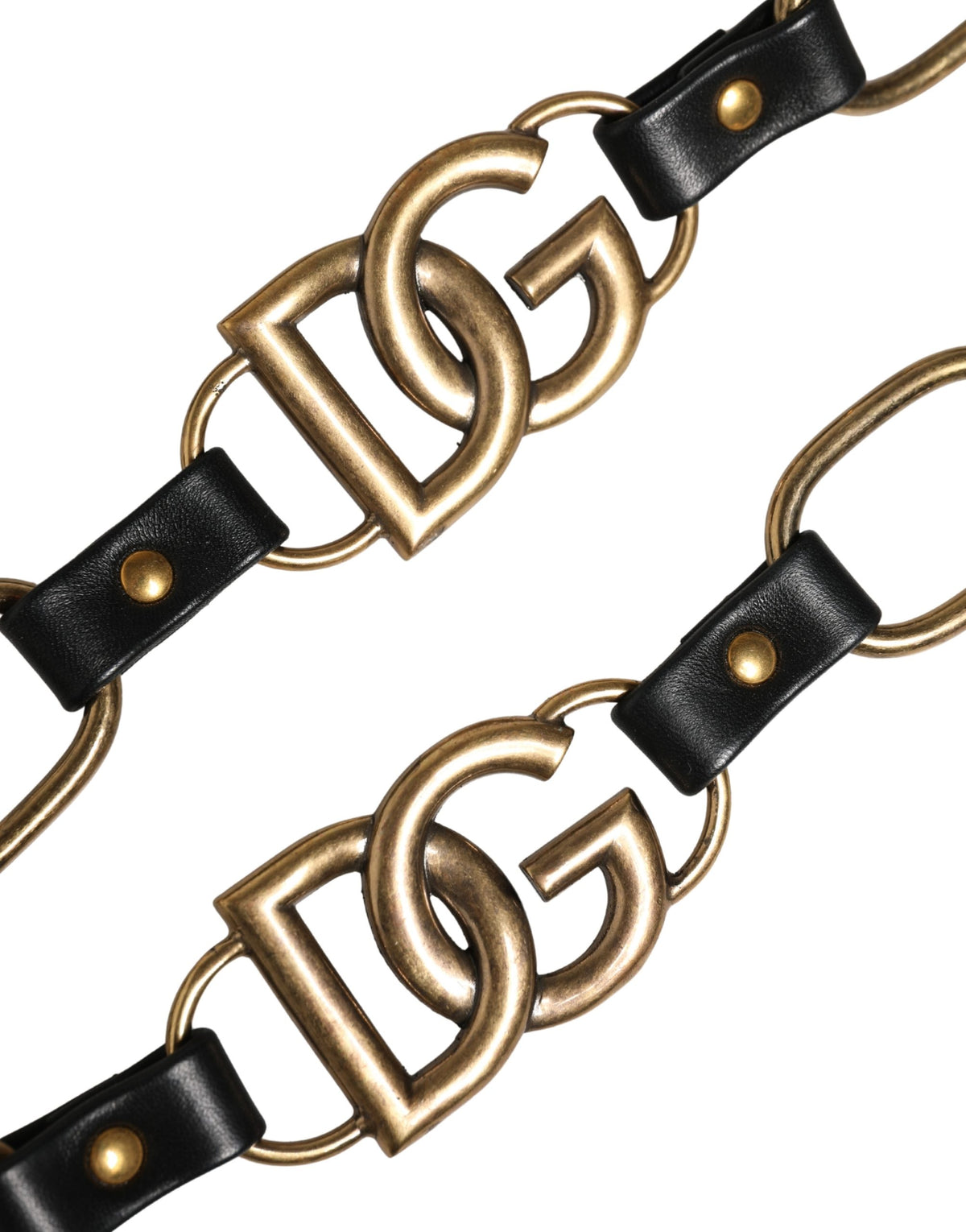 Dolce & Gabbana Black Leather Gold Chain Shoulder Strap