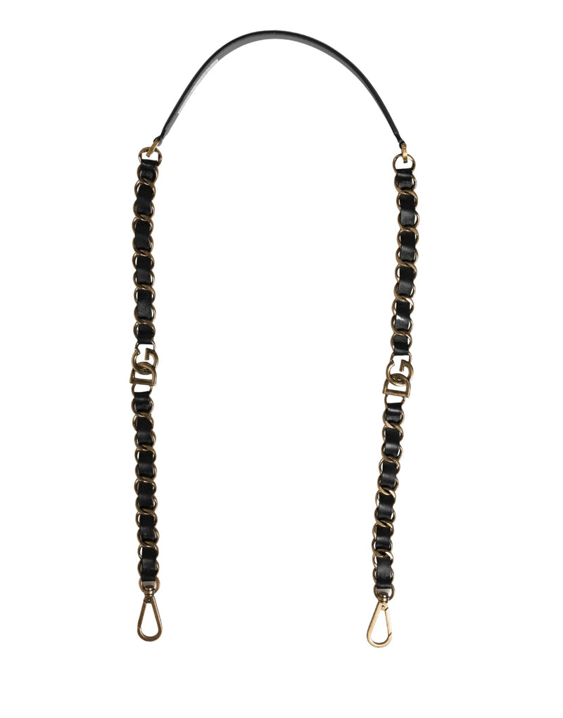 Dolce & Gabbana Black Leather Gold Chain Bag Shoulder Strap