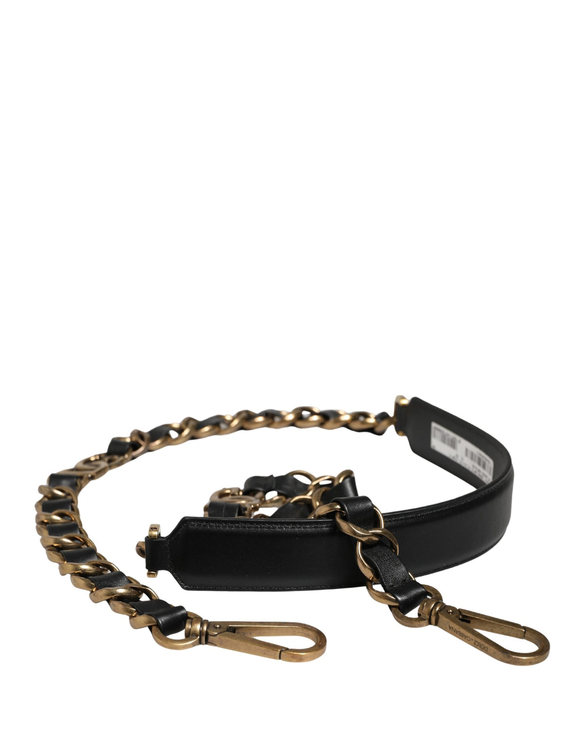 Dolce & Gabbana Black Leather Gold Chain Shoulder Strap