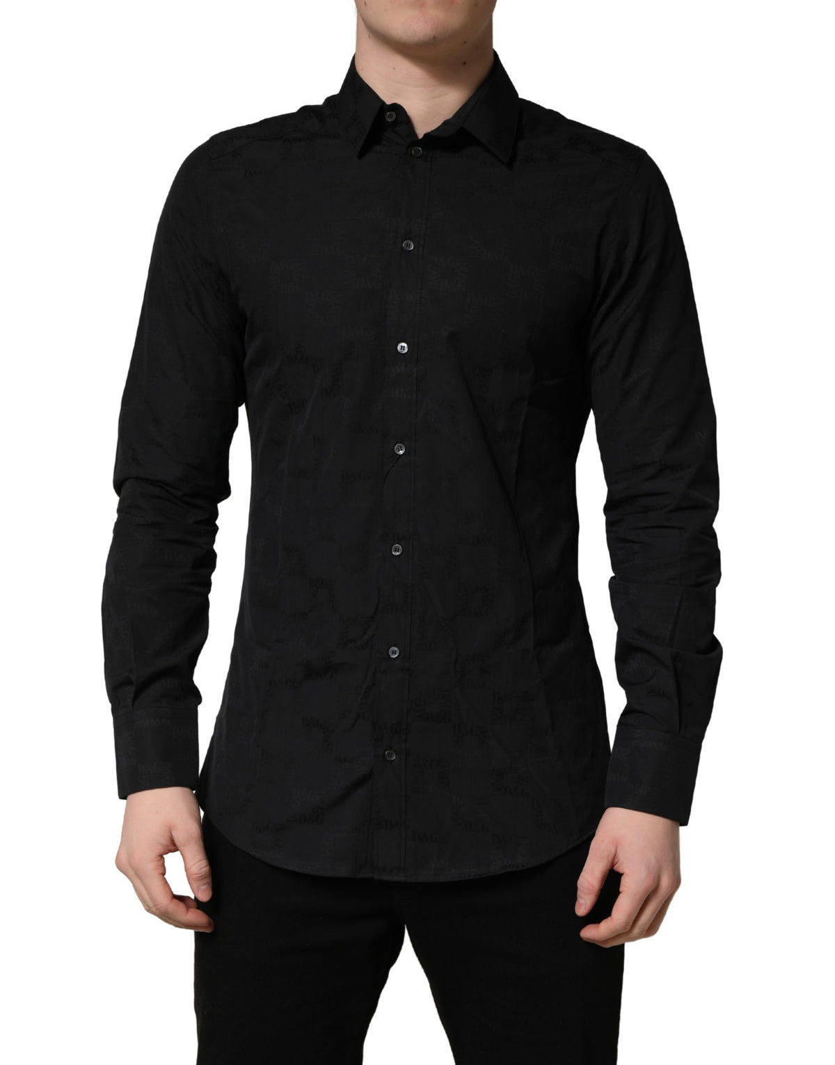 Chemise de soirée habillée Dolce & Gabbana en coton noir coupe slim MARTINI