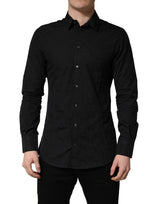 Chemise de soirée habillée Dolce & Gabbana en coton noir coupe slim MARTINI