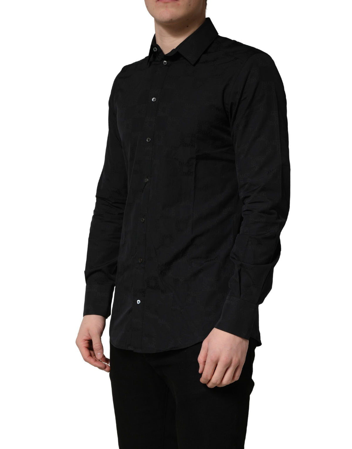 Chemise de soirée habillée Dolce & Gabbana en coton noir coupe slim MARTINI