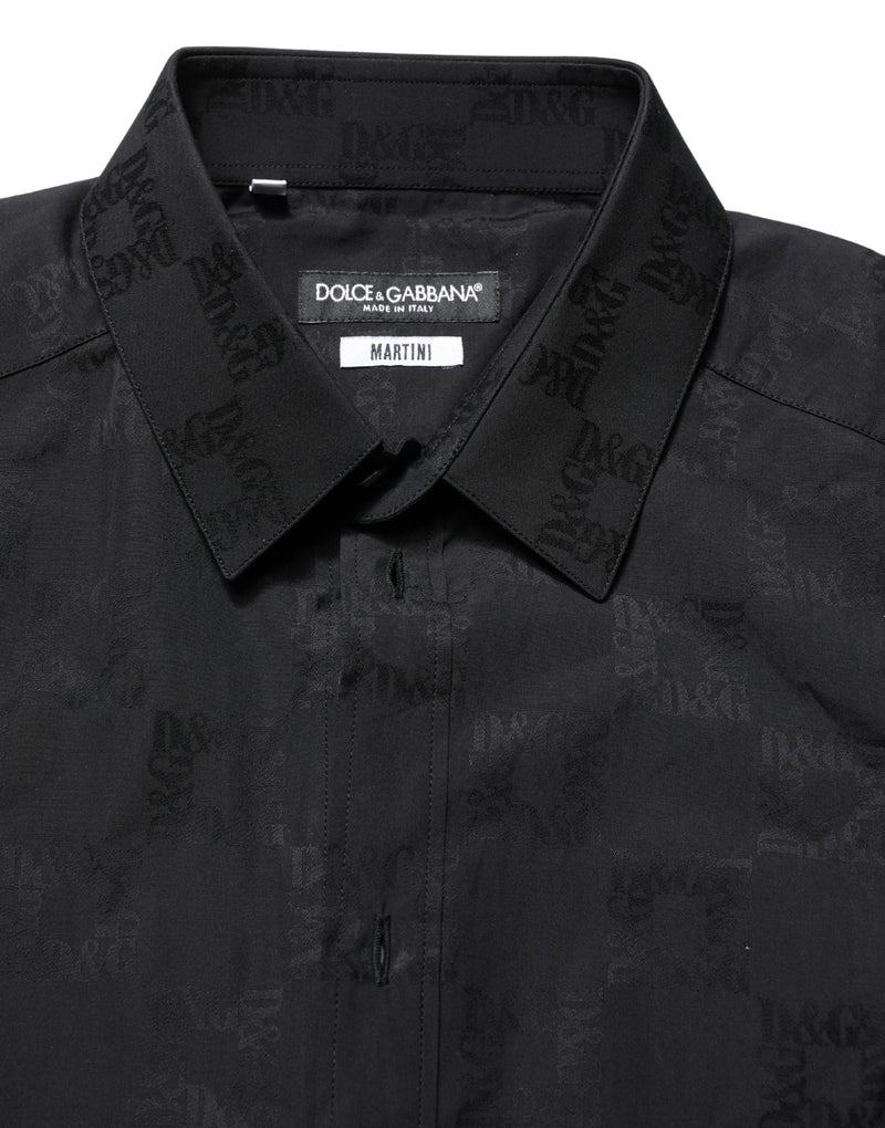 Dolce & Gabbana Black MARTINI Cotton Slim Dress Formal Shirt