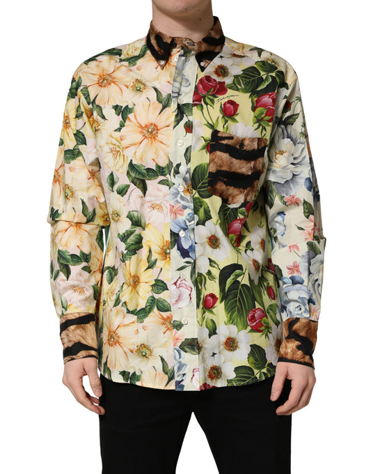 Dolce & Gabbana Kraaghemd met meerkleurige bloemen en dierenprint