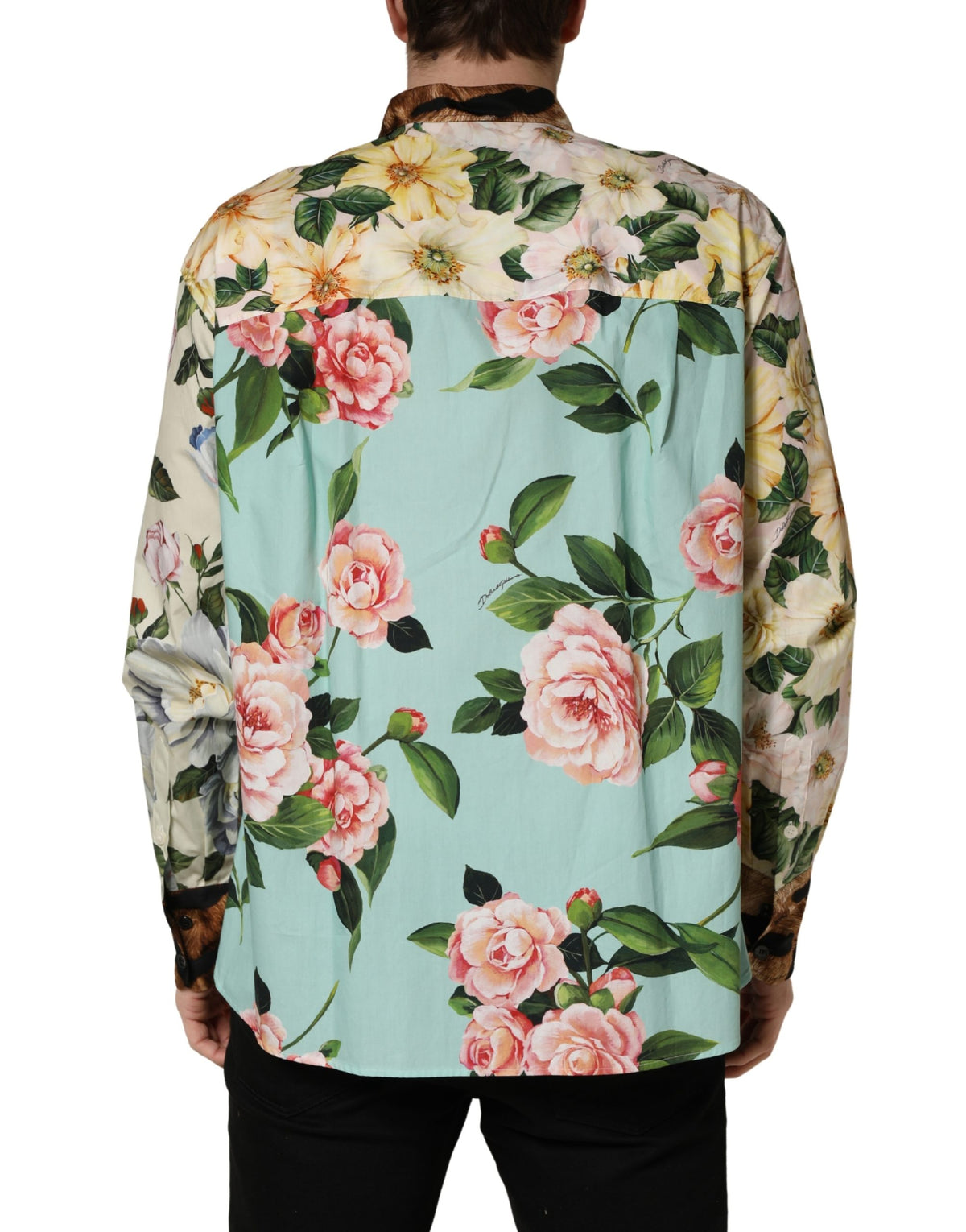 Chemise à col imprimé fleuri et animalier multicolore Dolce & Gabbana