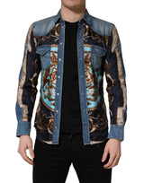 Chemise en jean à boutons en coton bleu style baroque Dolce & Gabbana