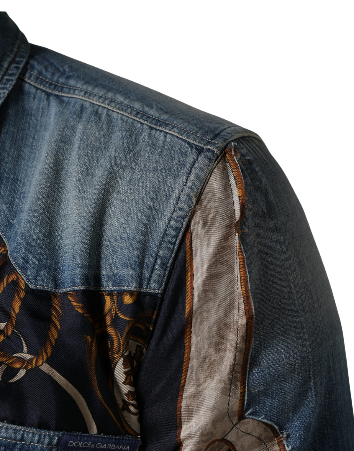 Chemise en jean à boutons en coton bleu style baroque Dolce & Gabbana