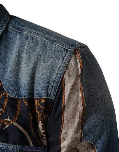 Dolce & Gabbana Blauw Barok Katoenen Denim Overhemd met Knopen
