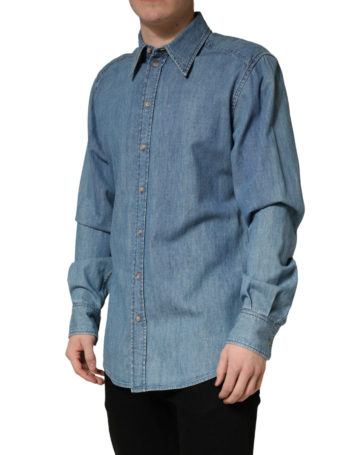 Chemise décontractée en jean slim Dolce & Gabbana en coton stretch bleu