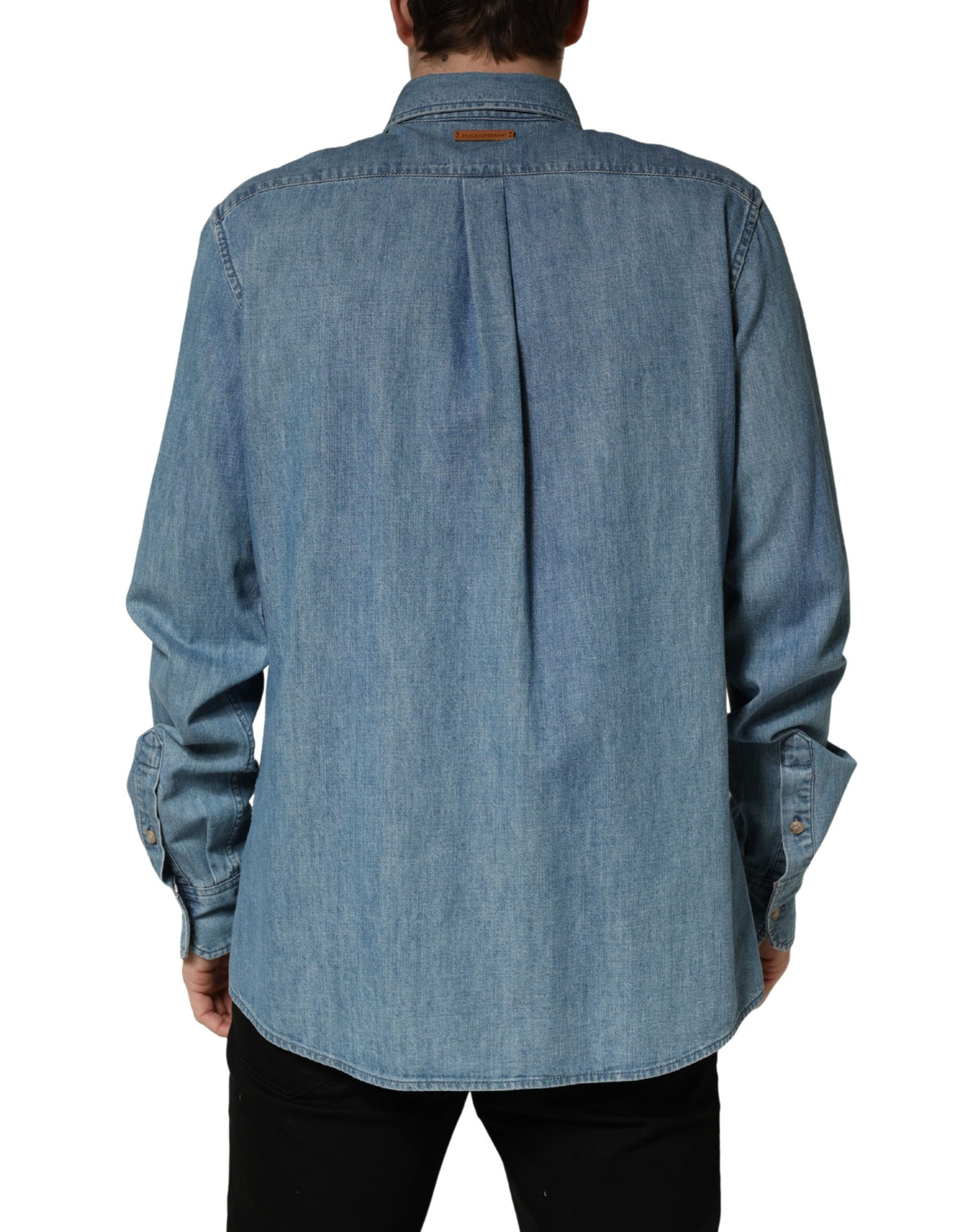 Chemise décontractée en jean slim Dolce & Gabbana en coton stretch bleu