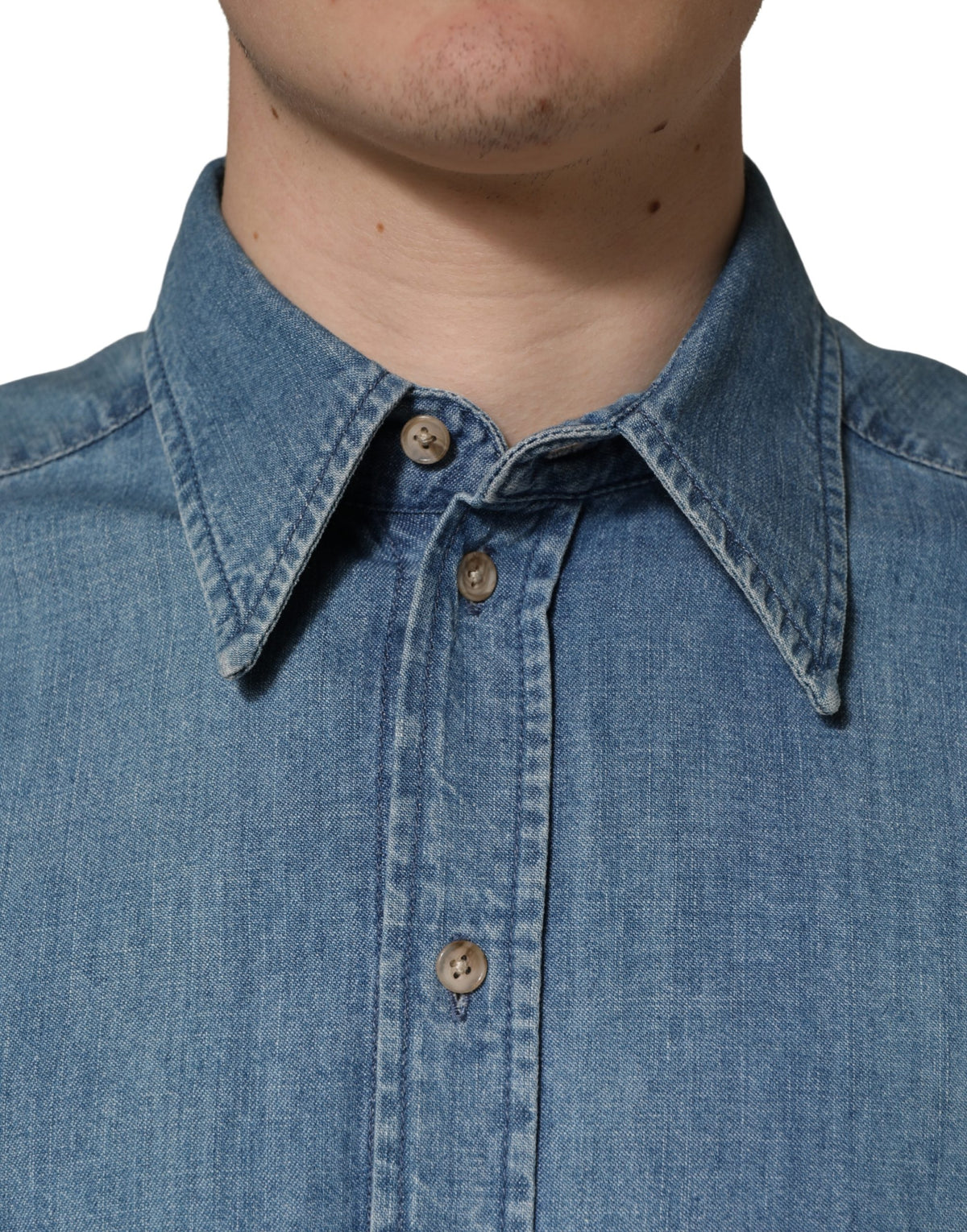 Chemise décontractée en jean slim Dolce & Gabbana en coton stretch bleu