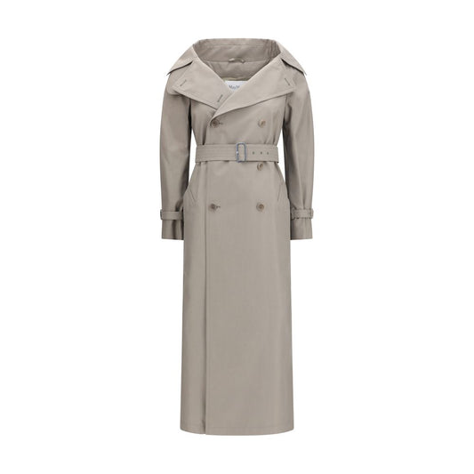Max Mara Pancia Gray Cotton Trench Coat