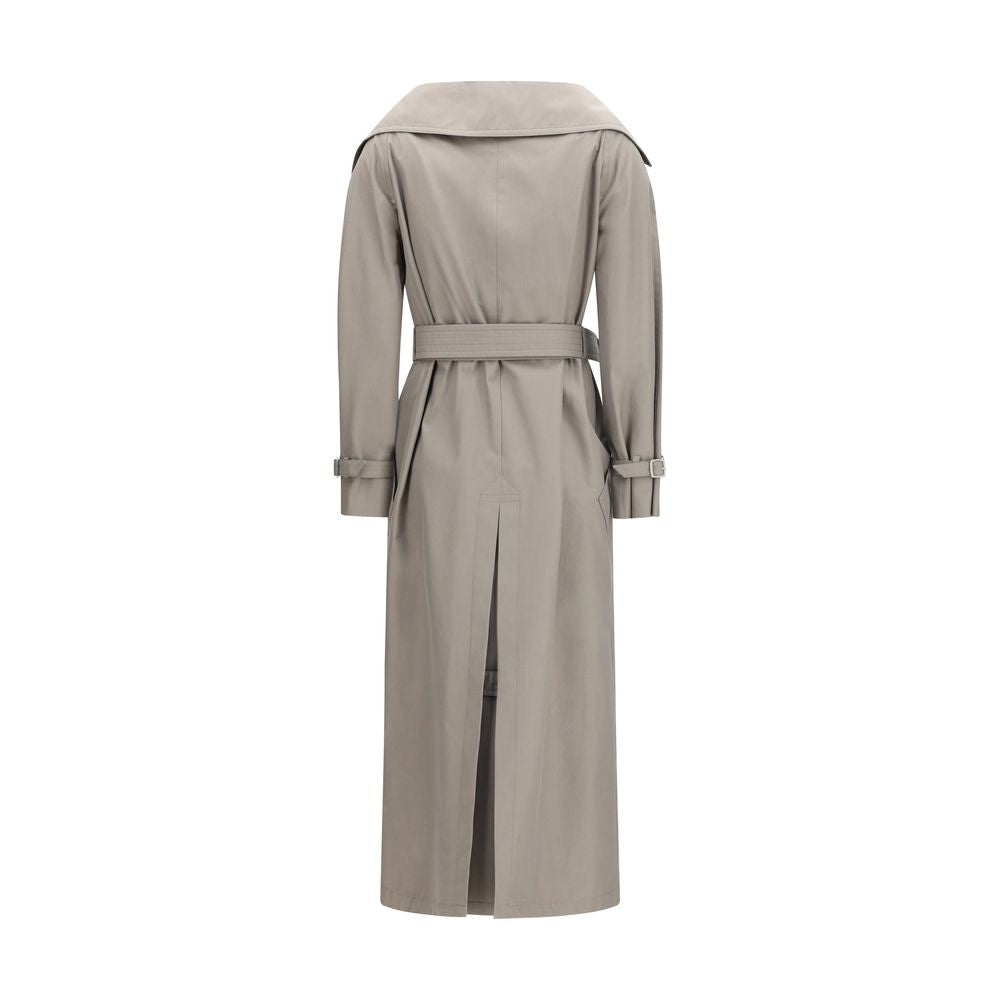 Max Mara Pancia Gray Cotton Trench Coat