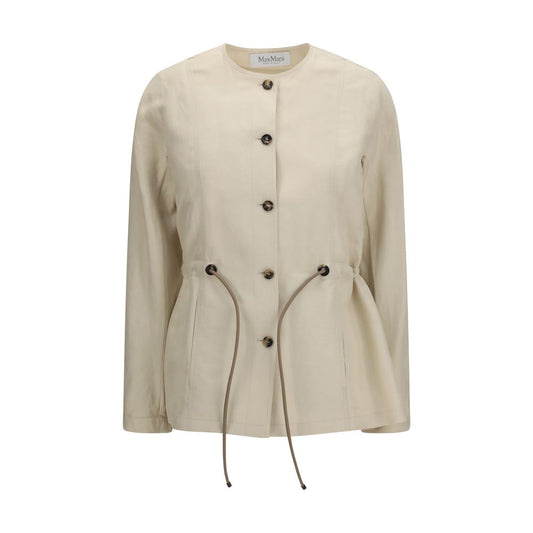 Max Mara Carezza Jacket in Beige Linen and Silk Blend