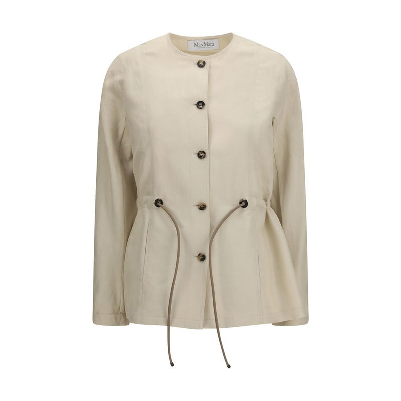 Max Mara Carezza Jacket in Beige Linen and Silk Blend