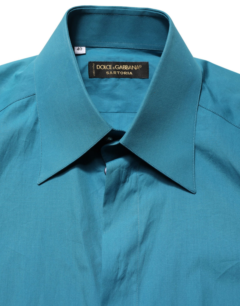Chemise habillée en coton à manches longues Dolce & Gabbana SARTORIA bleue