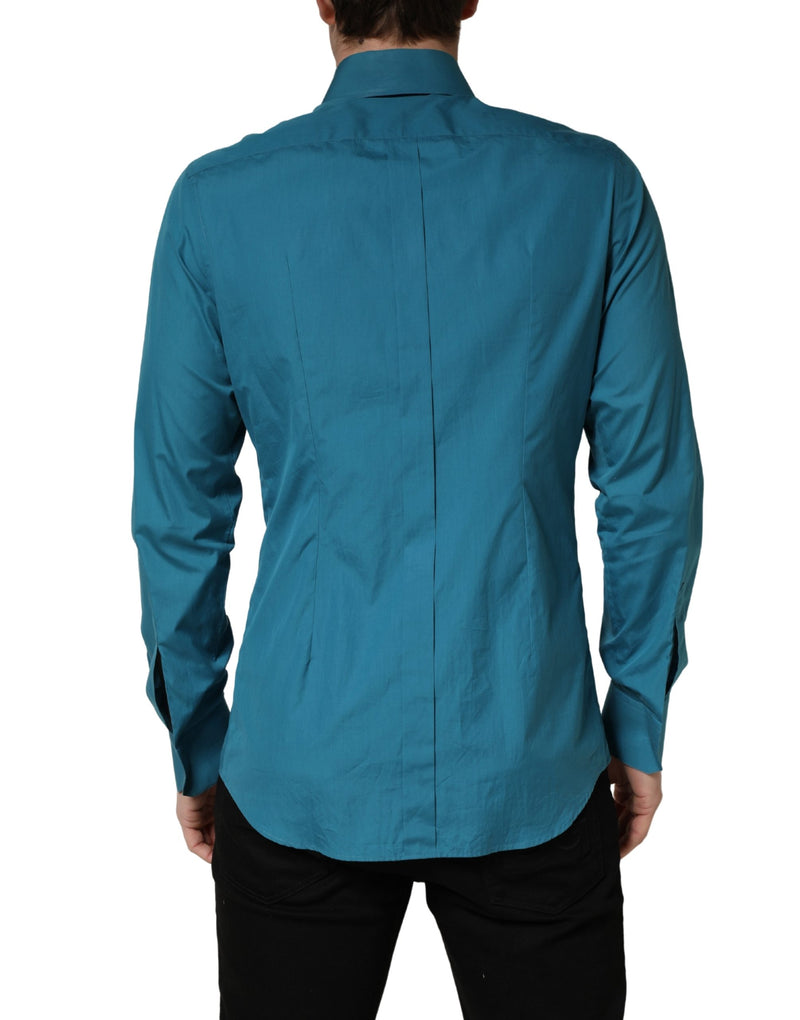 Chemise habillée en coton à manches longues Dolce & Gabbana SARTORIA bleue