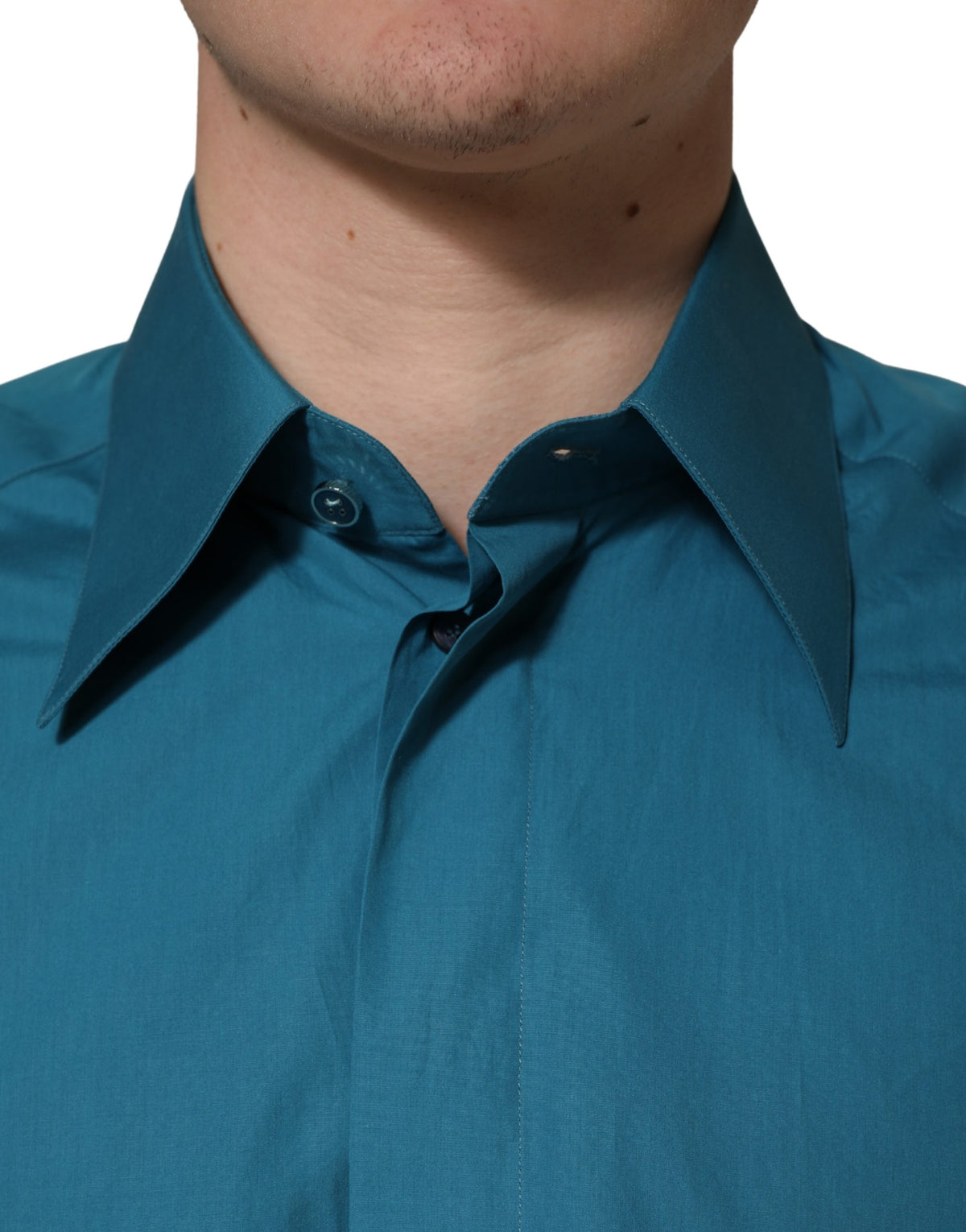 Chemise habillée en coton à manches longues Dolce & Gabbana SARTORIA bleue