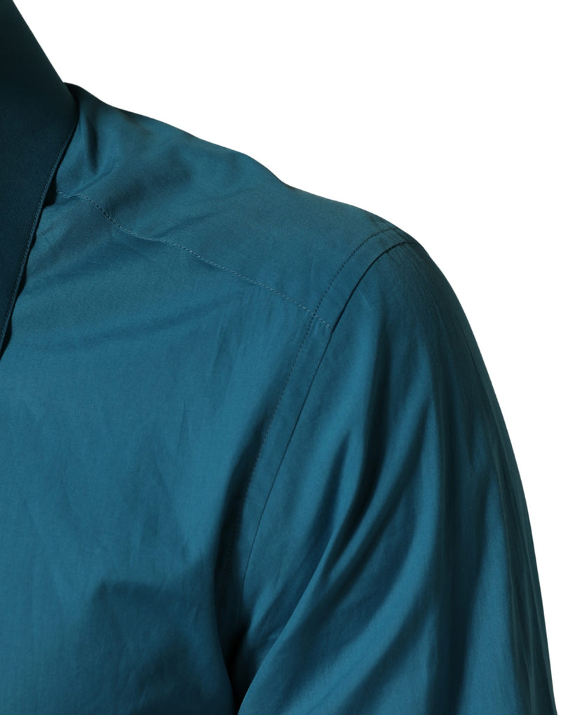 Chemise habillée en coton à manches longues Dolce & Gabbana SARTORIA bleue