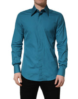 Chemise habillée en coton à manches longues Dolce & Gabbana SARTORIA bleue