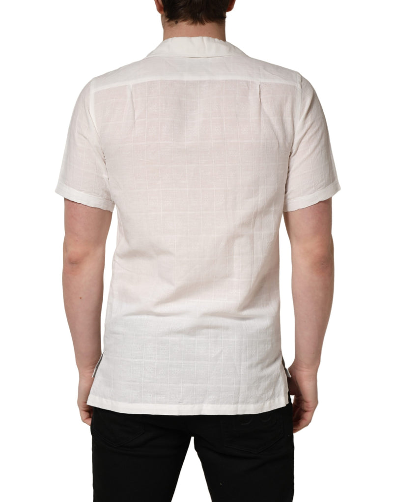 Dolce & Gabbana White Linen Short Sleeves Button Down Shirt