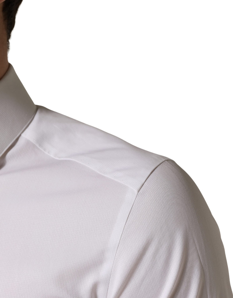 Dolce & Gabbana Wit Katoenen overhemd met korte mouwen en knoopsluiting