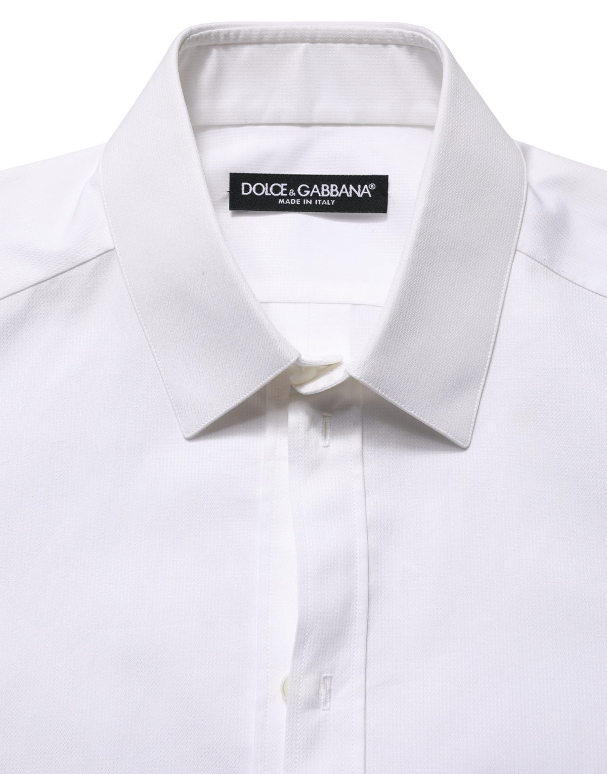 Chemise boutonnée à manches courtes en coton blanc Dolce & Gabbana
