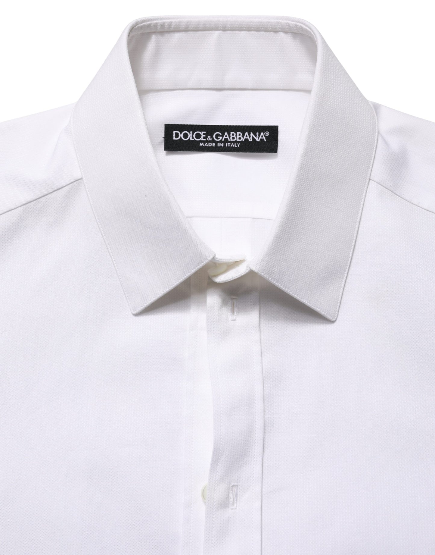 Chemise boutonnée à manches courtes en coton blanc Dolce & Gabbana